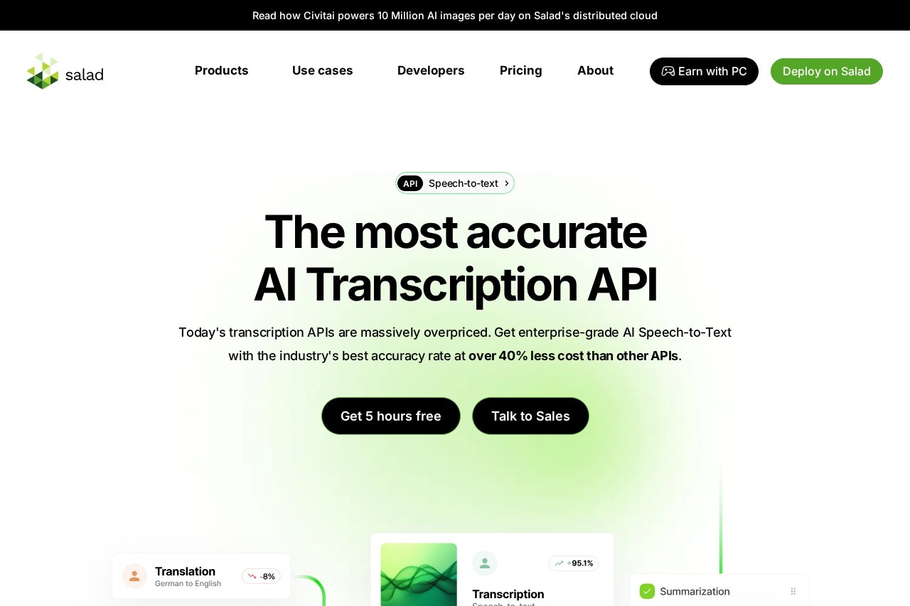Salad Transcription API